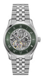 Hugo Boss Principle Skeleton Green Dial Silver Steel Strap Watch for Men - 1514236 Authentic Buy Shop Now