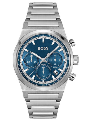 Hugo Boss Candor Chronograph Blue Dial Silver Steel Strap Watch for Men - 1514250 Authentic Buy Shop Now