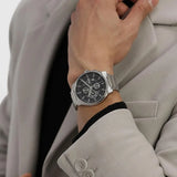 Hugo Boss Peak Chronograph Black Dial Silver Steel Strap Watch for Men - 1514191 Authentic Buy Shop Now