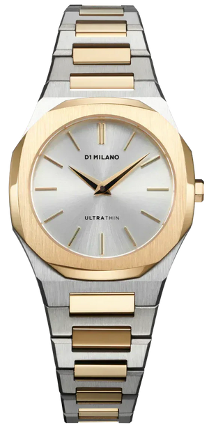 D1 Milano Ultra Thin Silver Dial Two Tone Steel Strap Watch for Women - D1-UTBL34 Authentic Buy Shop Now