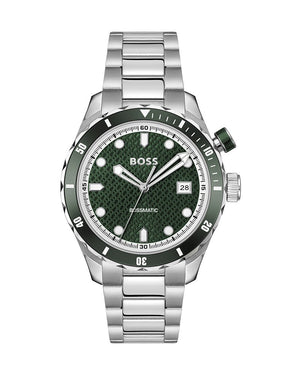 Hugo Boss Bossmatic Automatic Green Dial Silver Steel Strap Watch for Men - 1514178 Authentic Buy Shop Now
