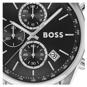 Hugo Boss Grand Prix Chronograph Black Dial Silver Steel Strap Watch for Men - 1514251 Authentic Buy Shop Now