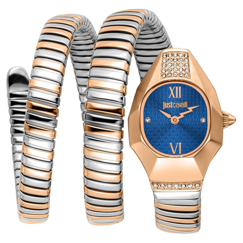 Just Cavalli Lunara Blue Dial Two Tone Steel Strap Watch for Women - JC1L397M0085 Authentic Buy Shop Now