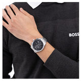 Hugo Boss Grand Prix Chronograph Black Dial Silver Steel Strap Watch for Men - 1514251 Authentic Buy Shop Now