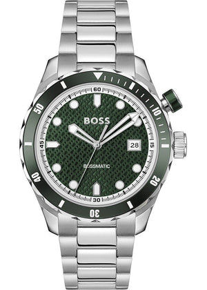 Hugo Boss Bossmatic Automatic Green Dial Silver Steel Strap Watch for Men - 1514178 Authentic Buy Shop Now