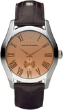 Emporio Armani Classic Beige Dial Brown Leather Strap Watch for Men - AR0645 Authentic Buy Shop Now