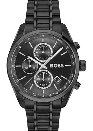 Hugo Boss Grand Prix Chronograph Black Dial Black Steel Strap Watch for Men - 1514298 Authentic Buy Shop Now