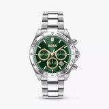 Hugo Boss Hero 2.0 Chronograph Green Dial Silver Steel Strap Watch for Men - 1514268 Authentic Buy Shop Now