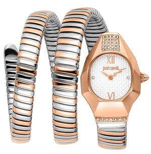 Just Cavalli Lunara Silver Dial Two Tone Steel Strap Watch for Women - JC1L397M0075 Authentic Buy Shop Now