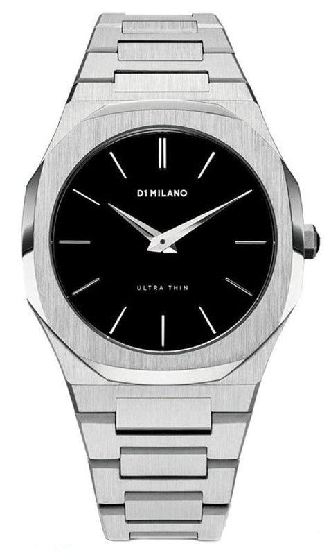 D1 Milano Ultra Thin Black Dial Silver Steel Strap Watch for Women - D1-UTBL05 Authentic Buy Shop Now