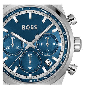 Hugo Boss Candor Chronograph Blue Dial Silver Steel Strap Watch for Men - 1514250 Authentic Buy Shop Now