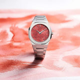 D1 Milano Ultra Thin Red Dial Silver Steel Strap Watch for Men - D1-UTBJ20 Authentic Buy Shop Now