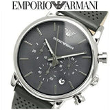 Emporio Armani Luigi Chronograph Quartz Grey Dial Grey Leather Strap Watch For Men - AR1735 Authentic Buy Shop Now