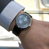 Calvin Klein Minimal Grey Dial Black Leather Strap Watch for Men - K3M221C4 Authentic Buy Shop Now