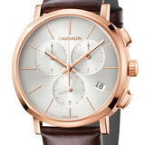 Calvin Klein Posh Chronograph White Dial Brown Leather Strap Watch for Men - K8Q376G6 Authentic Buy Shop Now