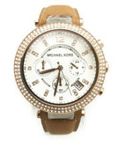 Michael Kors Parker Chronograph White Dial Tan Leather Strap Watch for Women - MK5633 Authentic Buy Shop Now