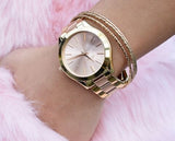 Michael Kors Slim Runway Pink Dial Two Tone Steel Strap Watch for Women - MK3493 Authentic Buy Shop Now