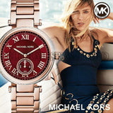 Michael Kors Skylar Maroon Dial Rose Gold Steel Strap Watch for Women - MK6086 Authentic Buy Shop Now