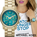 Michael Kors Runway Hunger Stop100 Series Blue Dial Gold Steel Strap Watch for Women - MK5815 Authentic Buy Shop Now