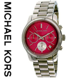 Michael Kors Runway Chronograph Pink Dial Silver Steel Strap Watch for Women - MK6160 Authentic Buy Shop Now