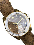 Gucci Dive Doraemon Brown Dial Brown Leather Strap Watch For Men - YA136334 Authentic Buy Shop Now