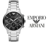Emporio Armani Giovanni Chronograph Black Dial Silver Steel Strap Watch For Men - AR11208 Authentic Buy Shop Now