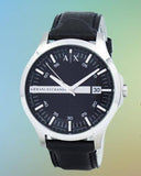 Armani Exchange Hampton Chronograph Black Dial Black Leather Strap Watch For Men - AX2101 Authentic Buy Shop Now