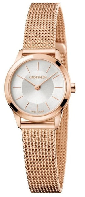 Calvin Klein Minimal White Dial Rose Gold Mesh Bracelet Watch for Women - K3M23626 Authentic Buy Shop Now