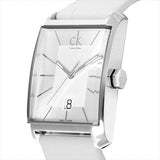 Calvin Klein Window White Dial White Leather Strap Watch for Men - K2M21120 Authentic Buy Shop Now