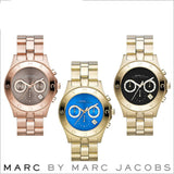 Marc Jacobs Blade Chronograph Blue Dial Gold Steel Strap Watch for Women - MBM3307 Authentic Buy Shop Now