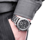 Fossil Machine Chronograph Black Dial Grey Steel Strap Watch for Men - FS4662 Authentic Buy Shop Now