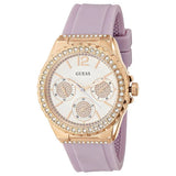 Guess Starlight Diamonds White Dial Purple Rubber Strap Watch for Women - W0846L6 Authentic Buy Shop Now