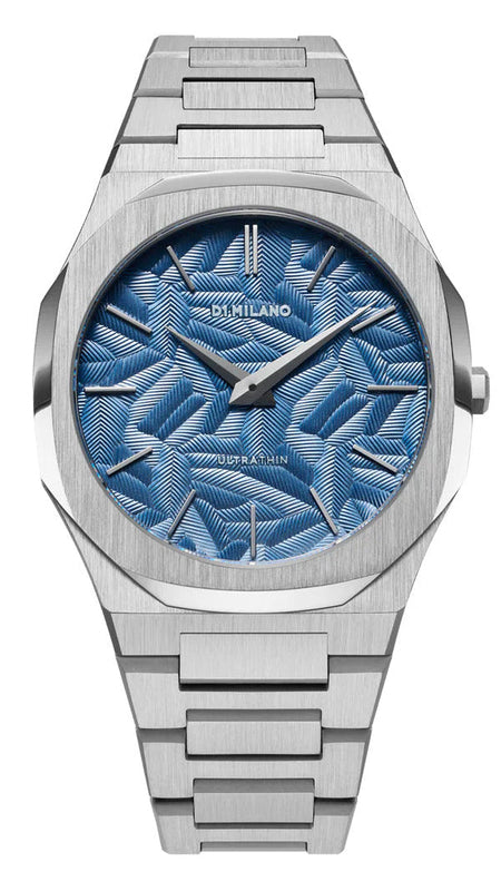 D1 Milano Ultra Thin Olympic Blue Dial Silver Steel Strap Watch for Men - D1-UTBJ35 Authentic Buy Shop Now