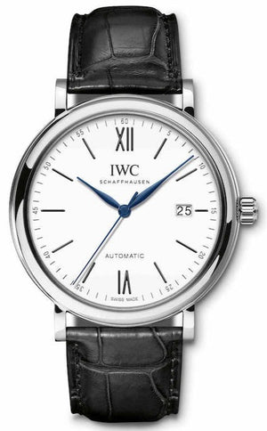 IWC Portofino Automatic '150 Years' Edition Automatic White Dial Black Leather Strap Watch for Men - IW356519 Authentic Buy Shop Now