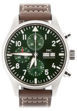 IWC Pilot's Watch Chronograph Edition Racing Green 43mm Green Dial Brown Leather Strap Watch for Men - IW377726 Authentic Buy Shop Now