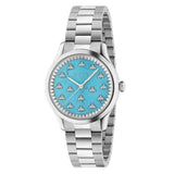 Gucci G Timeless Quartz Turquoise Dial Silver Steel Strap Unisex Watch - YA1265044 Authentic Buy Shop Now