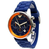 Emporio Armani Chronograph Blue Dial Blue Rubber Strap Watch For Men - AR5864 Authentic Buy Shop Now