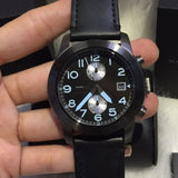 Marc Jacobs Larry Chronograph Black Dial Black Leather Strap Watch for Men - MBM5054 Authentic Buy Shop Now