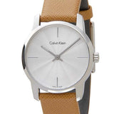 Calvin Klein City Silver Dial Orange Leather Strap Watch for Women - K2G231G6 Authentic Buy Shop Now