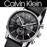 Calvin Klein City Chronograph Black Dial Black Leather Strap Watch for Men - K2G271C3 Authentic Buy Shop Now