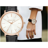 Michael Kors Jaryn Quartz White Dial Black Leather Strap Watch For Women - MK2472 Authentic Buy Shop Now
