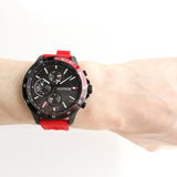 Tommy Hilfiger Multifunction Quartz Black Dial Red Rubber Strap Watch for Men - 1791722 Authentic Buy Shop Now