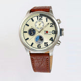 Tommy Hilfiger Jackson Multi-Function Silver Dial Brown Leather Strap Watch for Men - 1791239 Authentic Buy Shop Now