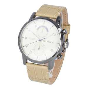 Tommy Hilfiger Kane White Dial Beige Leather Strap Watch for Men - 1710399 Authentic Buy Shop Now