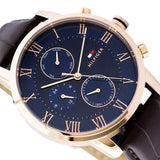 Tommy Hilfiger Kane Chronograph Blue Dial Brown Leather Strap Watch for Men - 1791399 Authentic Buy Shop Now