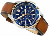 Fossil Garrett Chronograph Blue Dial Brown Leather Strap Watch for Men - FS5625 Authentic Buy Shop Now