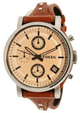 Fossil Original Boyfriend Sport Chronograph Beige Dial Brown Leather Strap Watch for Women - ES4046 Authentic Buy Shop Now