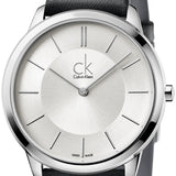 Calvin Klein Minimal Silver Dial Black Leather Strap Watch for Women - K3M221C6 Authentic Buy Shop Now