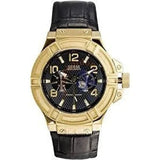 Guess Rigor Analog Black Dial Black Leather Strap Watch For Men - W0040G4 Authentic Buy Shop Now