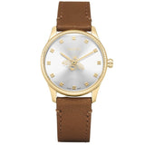 Gucci G Timeless Quartz Silver Dial Brown Leather Strap Watch For Women - YA1265022 Authentic Buy Shop Now